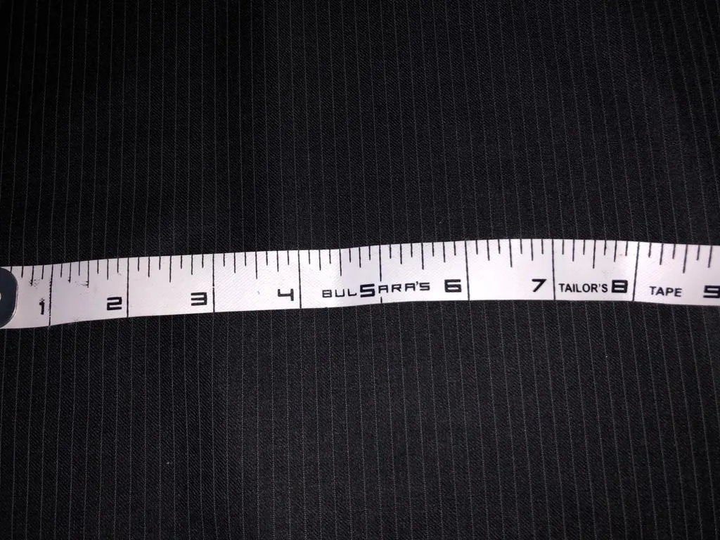 100% wool suiting fabric made in Huddersfield, England 150's super wool count striped available in 2 colors dark navy and black[15639/40]