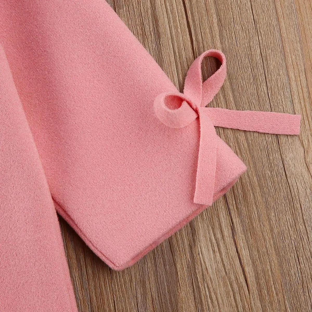 2-8Y Kids Toddler Girl Wool Coat with Big Bowknot Long Sleeve Trench Coat Fall Winter Outwear Jacket for Children