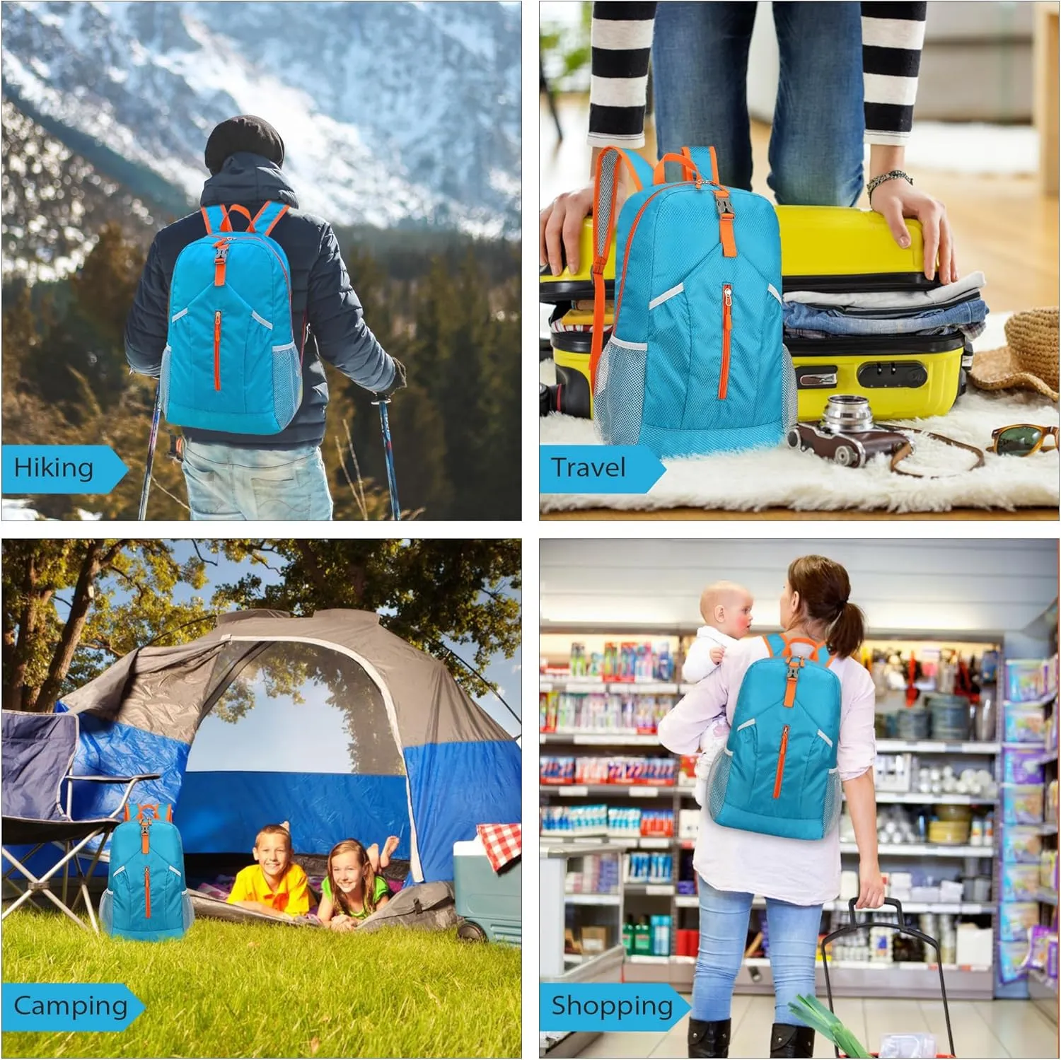 20L Lightweight Foldable Water Resistant Packable Travel Small Hiking Backpack Daypack for Men Women(Blue)