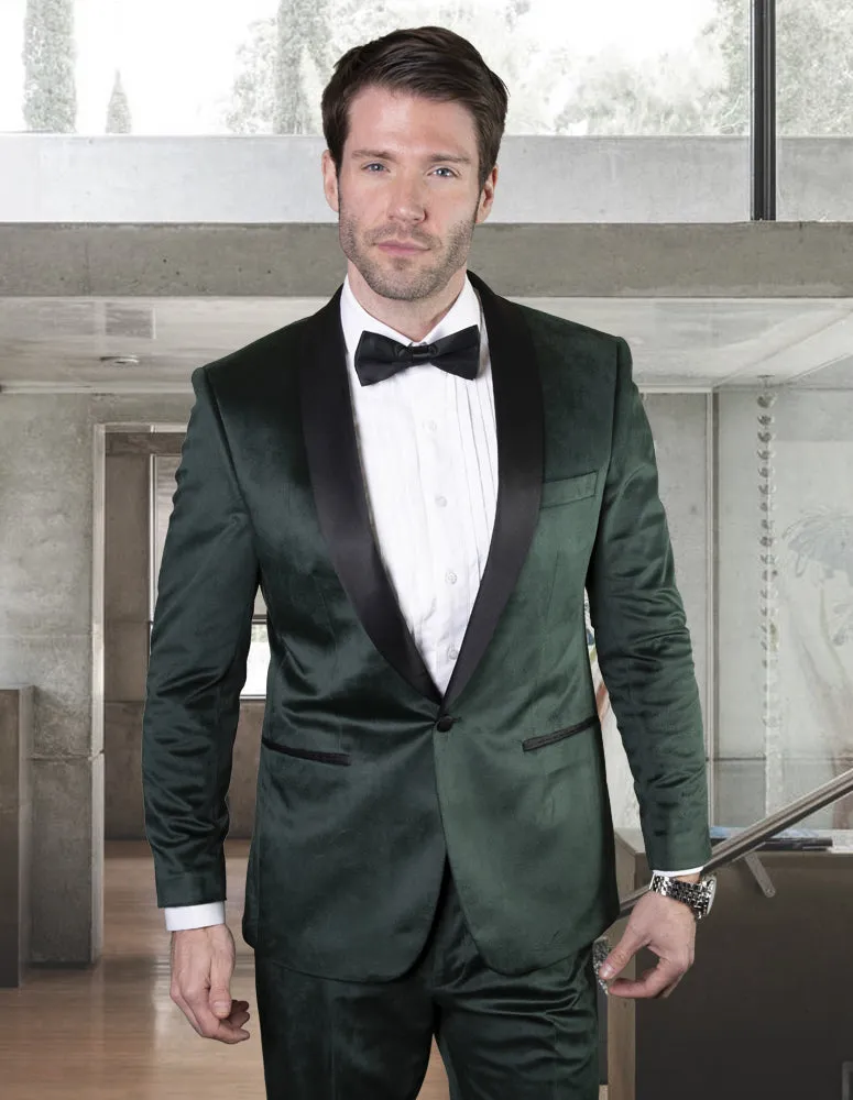 3Pc Velvet Suit Tailored Fit Flat Front Velvet Pants With Bow Tie | VL-100| Hunter