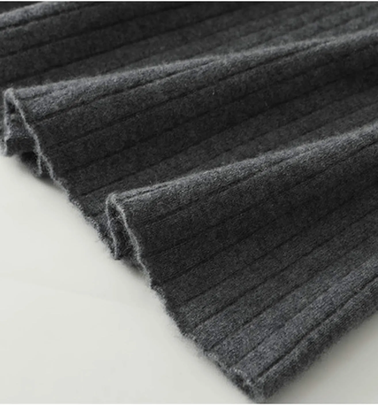 A-line Skirt Women Fall Winter 100% Merino Wool Knit Long Skirt Ribbed Elastic Waist Casual Warm Loose Skirt