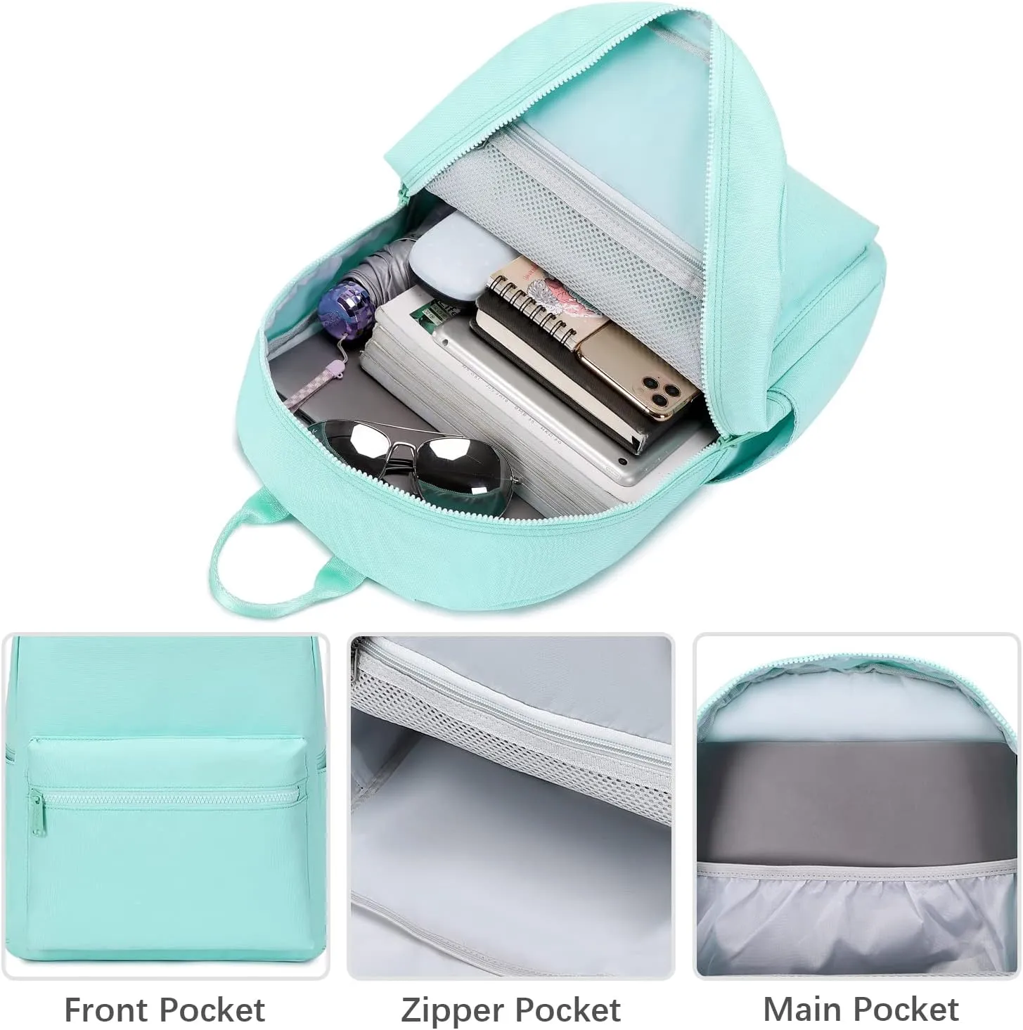Abshoo Lightweight Backpack for School Classic Basic Water Resistant Casual Daypack Plain Bookbag (Teal Bule)