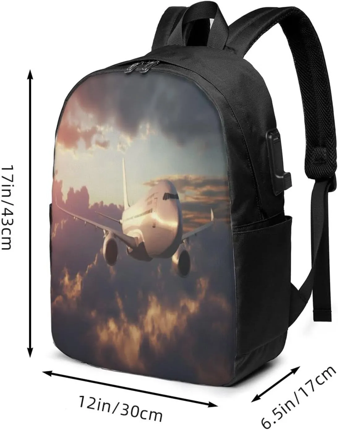 Airplane Travel Laptop Backpack - Durable Business Laptops Backpack with USB Charging Port