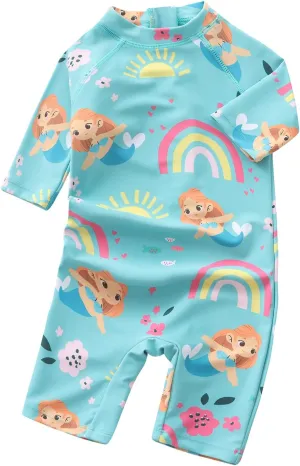 Aisyee Toddler Baby Girls Rash Guard Sunsuits for Girls One Piece Swimsuits UPF 50  Short Sleeve Bathing Suit Beachwear