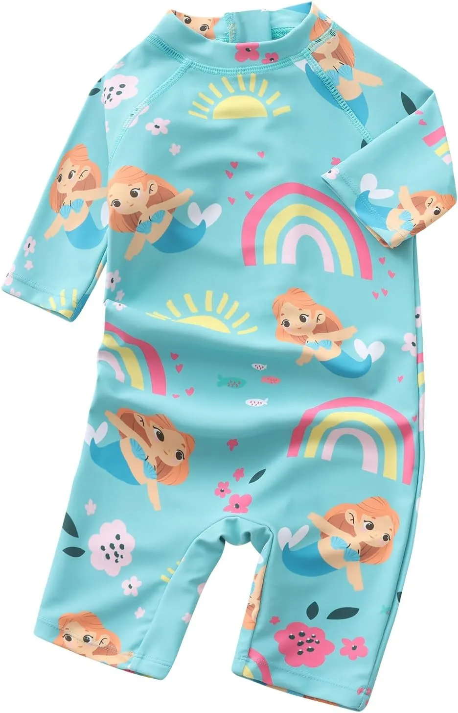 Aisyee Toddler Baby Girls Rash Guard Sunsuits for Girls One Piece Swimsuits UPF 50  Short Sleeve Bathing Suit Beachwear