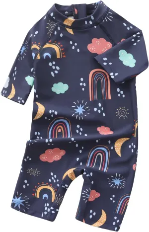 Aisyee Toddler Baby Girls Rash Guard Sunsuits for Girls One Piece Swimsuits UPF 50  Short Sleeve Bathing Suit Beachwear