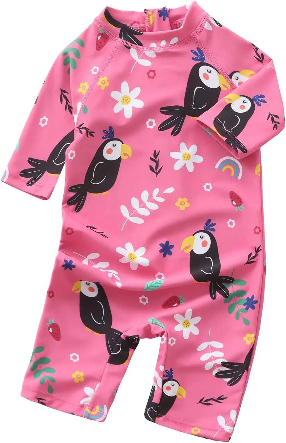 Aisyee Toddler Baby Girls Rash Guard Sunsuits for Girls One Piece Swimsuits UPF 50  Short Sleeve Bathing Suit Beachwear
