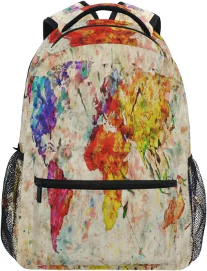 ALAZA Vintage Rainbow World Map Travel Laptop Backpack Durable College School Backpack