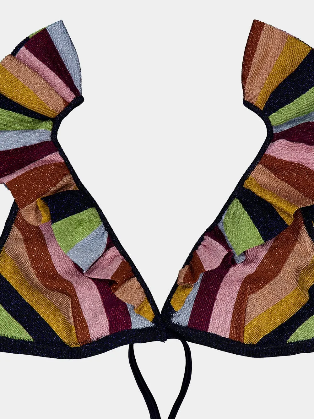 Alight Lurex Striped Ruffle Bikini Set