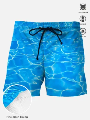 Alohadaddy Abstract Water Ripple Men's Hawaiian Beach Shorts Stretch Quick Dry Camp Pocket Swim Trunk Big Tall
