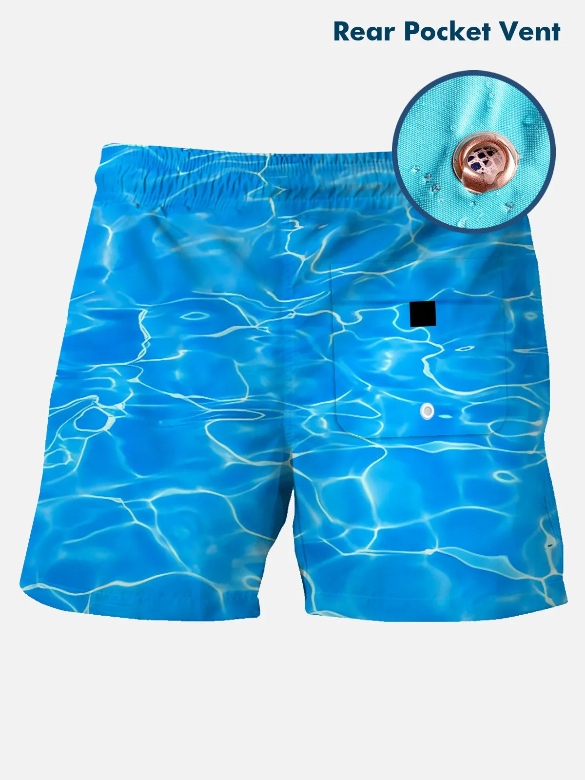 Alohadaddy Abstract Water Ripple Men's Hawaiian Beach Shorts Stretch Quick Dry Camp Pocket Swim Trunk Big Tall