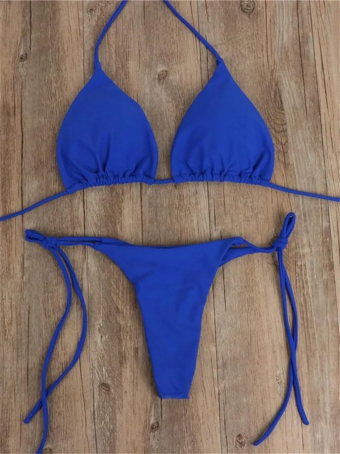 Alyweatry Women 2 Pieces Bikini Swimsuit Spaghetti Strap Top Tie Side Triangle G-Thong Bathing Suit Swimwear