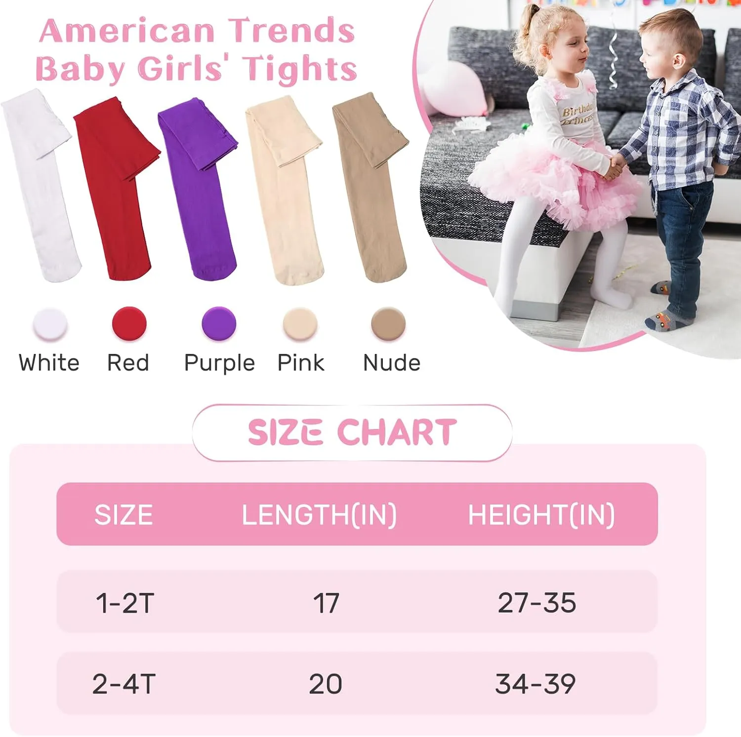 American Trends Toddler Tights Footed Dance Tights Baby Girls Leggings Ultra Soft Ballet Tights Baby Stockings for 1-4T
