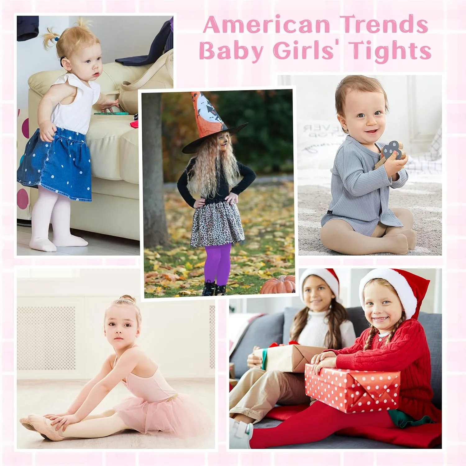 American Trends Toddler Tights Footed Dance Tights Baby Girls Leggings Ultra Soft Ballet Tights Baby Stockings for 1-4T