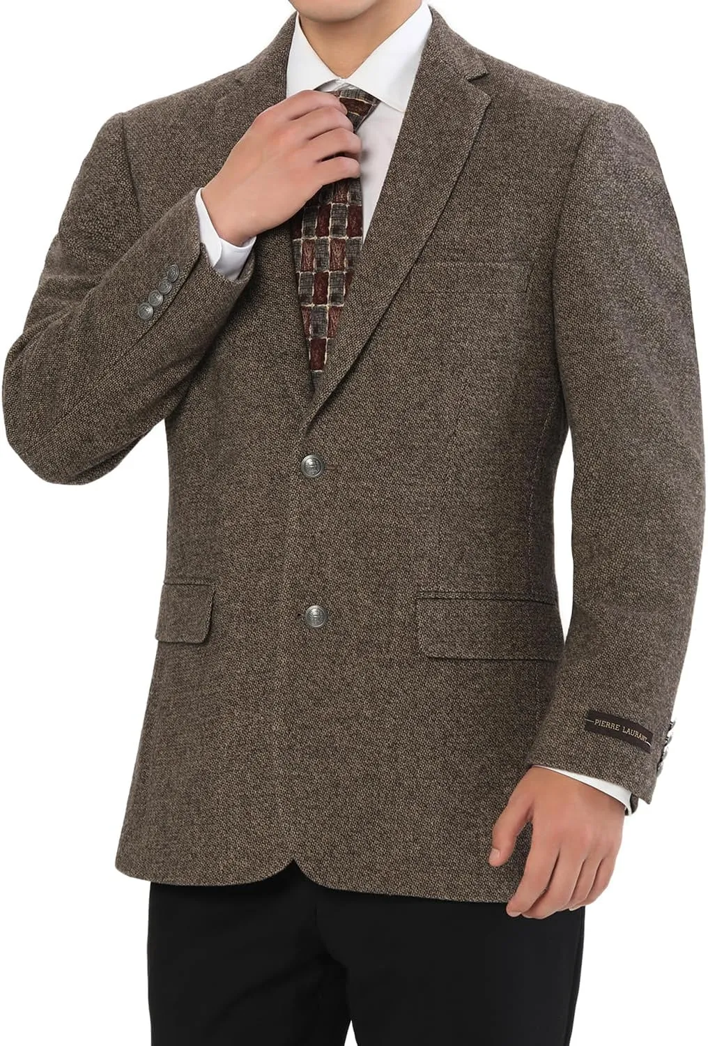 AMY ZHU Men's Wool Blend Blazer Classic Fit Tweed Sport Coat Modern Winter Suit Jacket