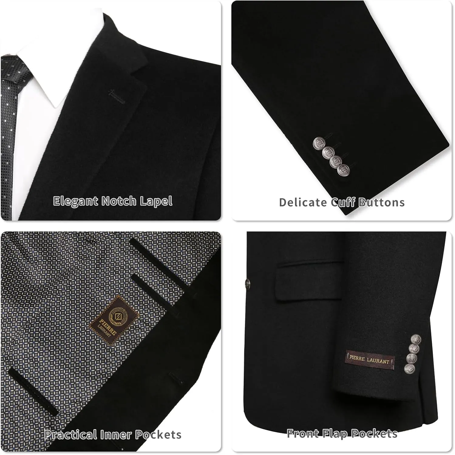 AMY ZHU Men's Wool Blend Blazer Classic Fit Tweed Sport Coat Modern Winter Suit Jacket