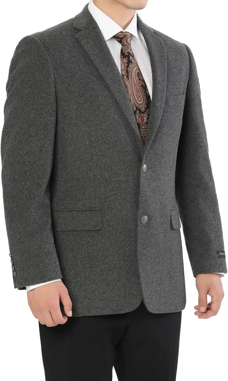 AMY ZHU Men's Wool Blend Blazer Classic Fit Tweed Sport Coat Modern Winter Suit Jacket