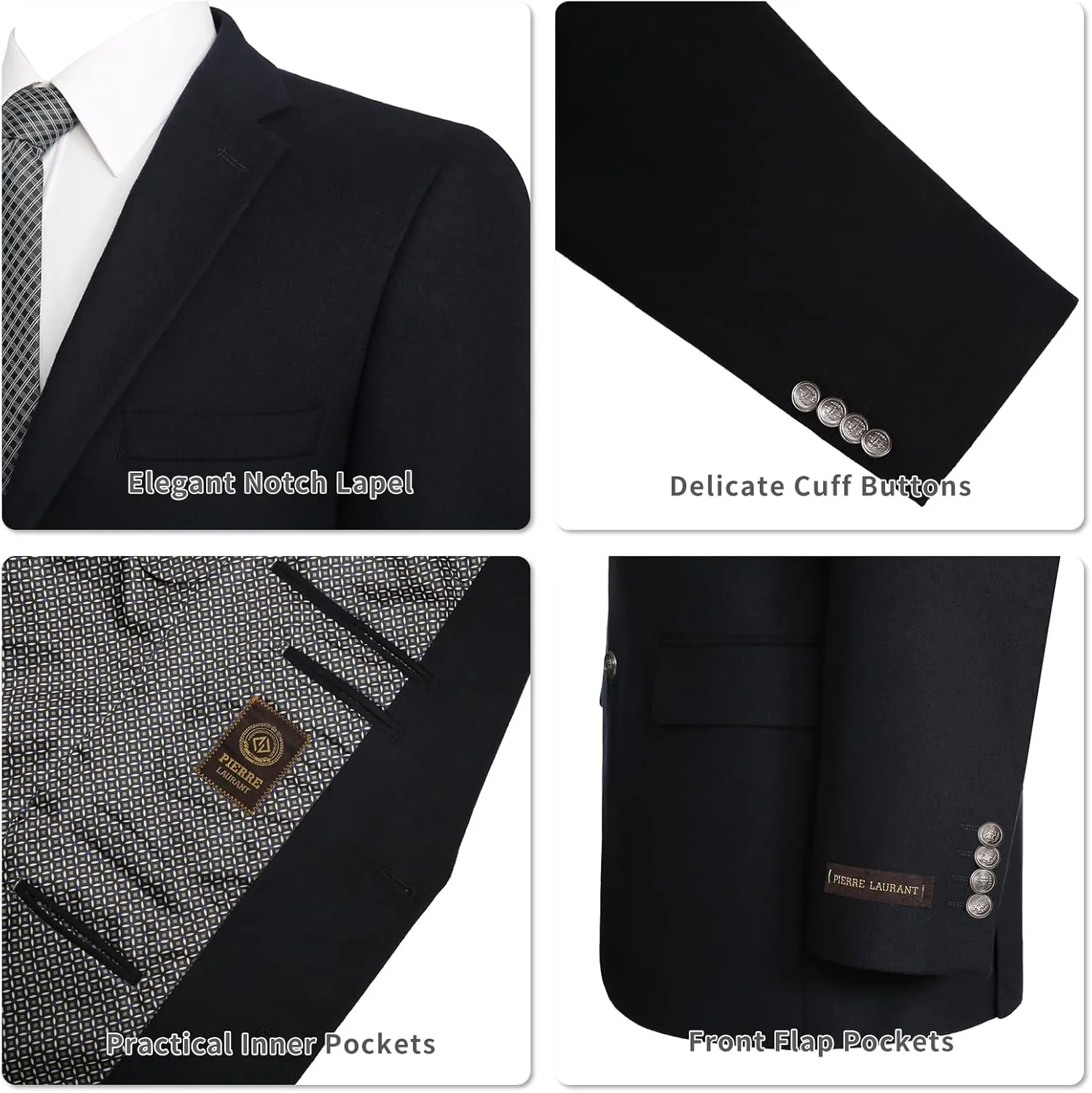 AMY ZHU Men's Wool Blend Blazer Classic Fit Tweed Sport Coat Modern Winter Suit Jacket