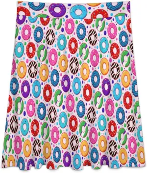Anime Sunflowers Stripes Midi Skirts Womens Fall Long Skirt Party Office Travel Soft Knee Length Casual Ruffle Skirt