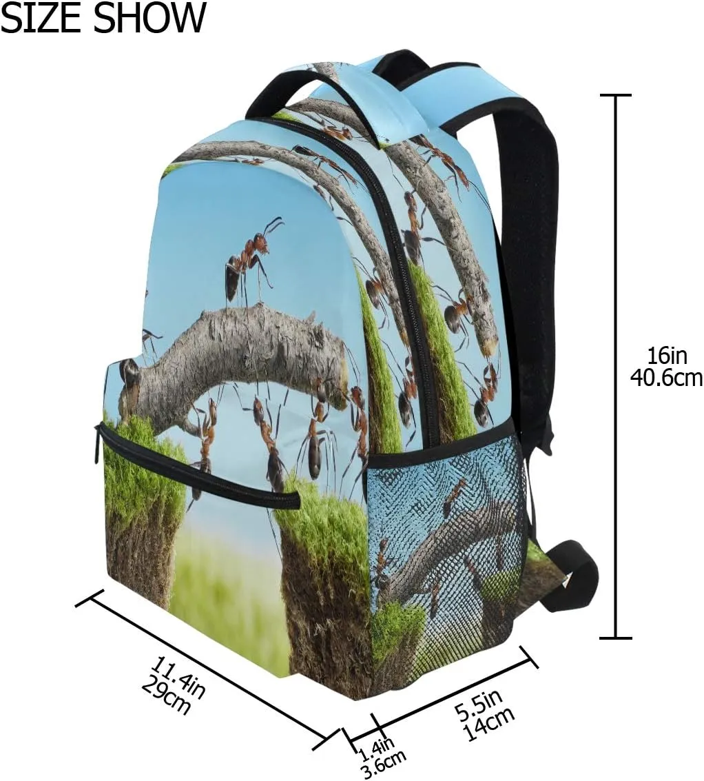 Ant Team Backpack for Boy Girl Teens, Water Resistant School Backpack Lightweight Bookbag Casual Backpack