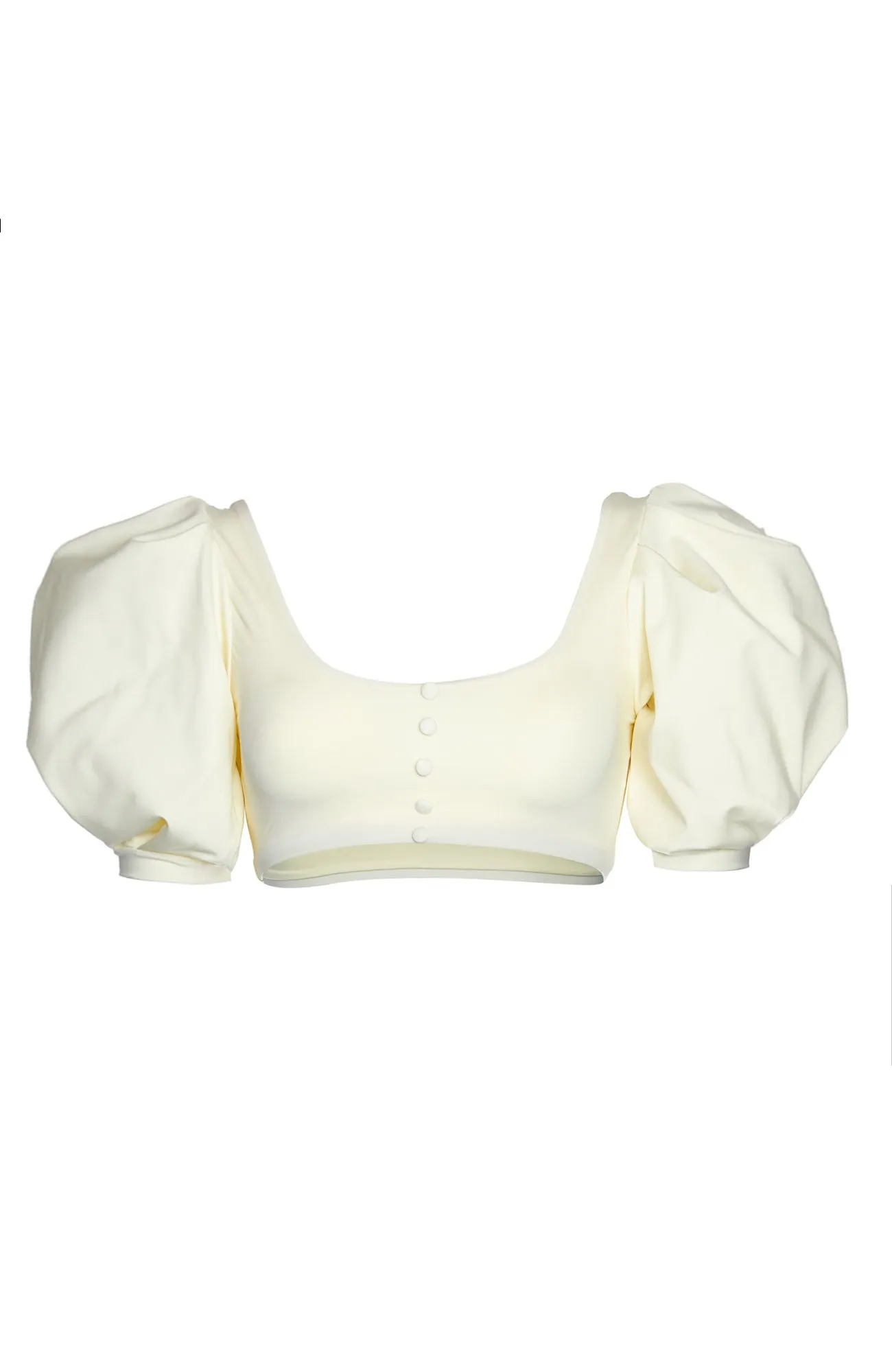 Aracely Puff Sleeve Bikini Top in Cream