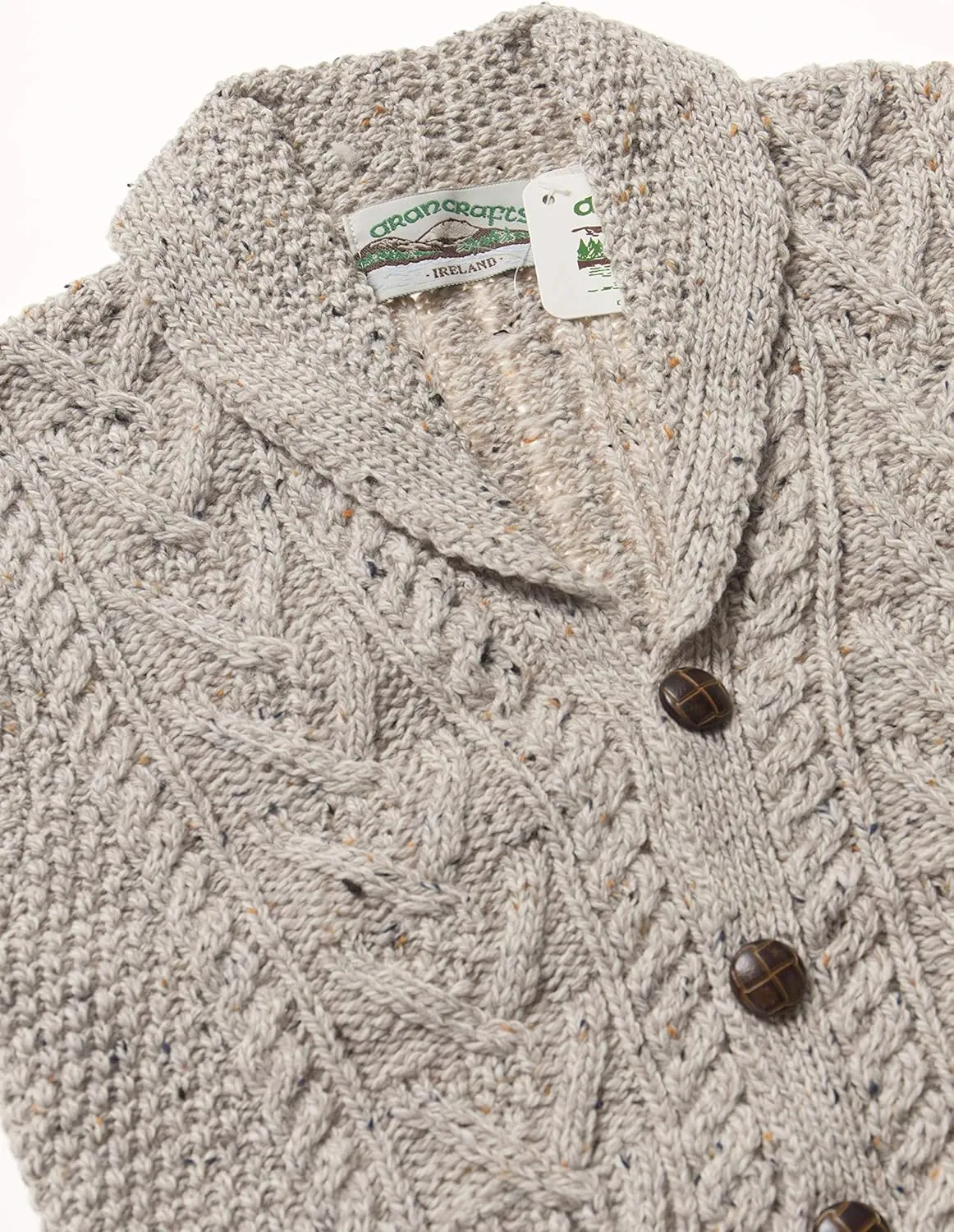 Aran Crafts Boy's Irish Soft Cable Knitted Shawl Cardigan (100% Merino Wool)