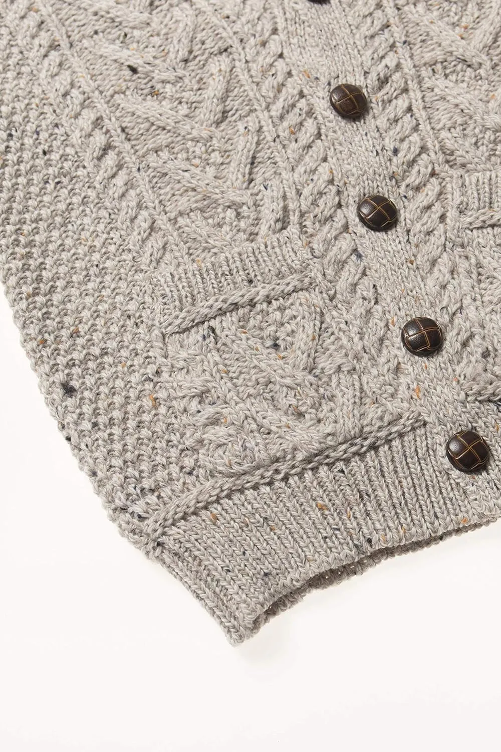 Aran Crafts Boy's Irish Soft Cable Knitted Shawl Cardigan (100% Merino Wool)