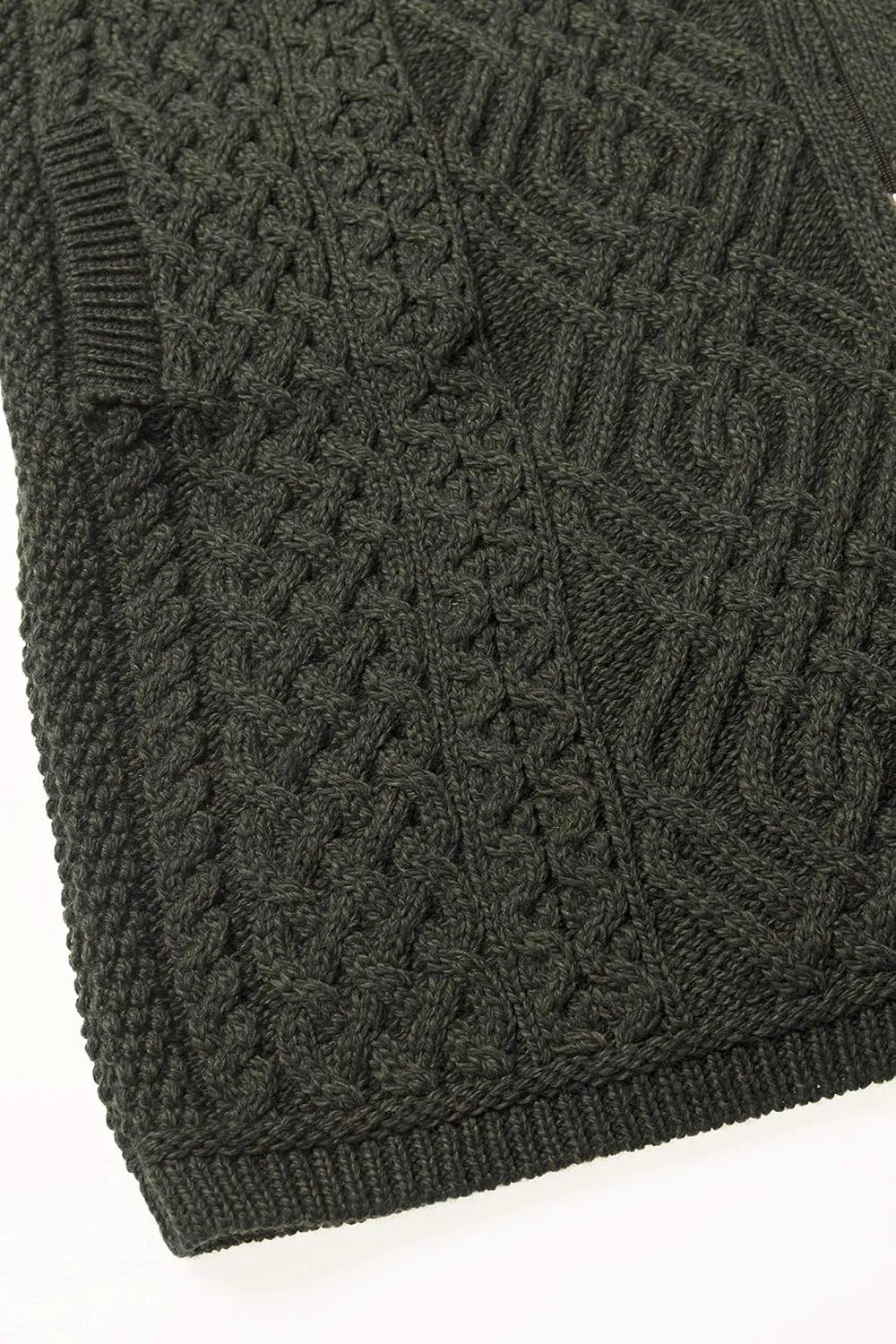 Aran Crafts Women's Irish Soft Cable Knitted Side Zip Coat (100% Merino Wool)