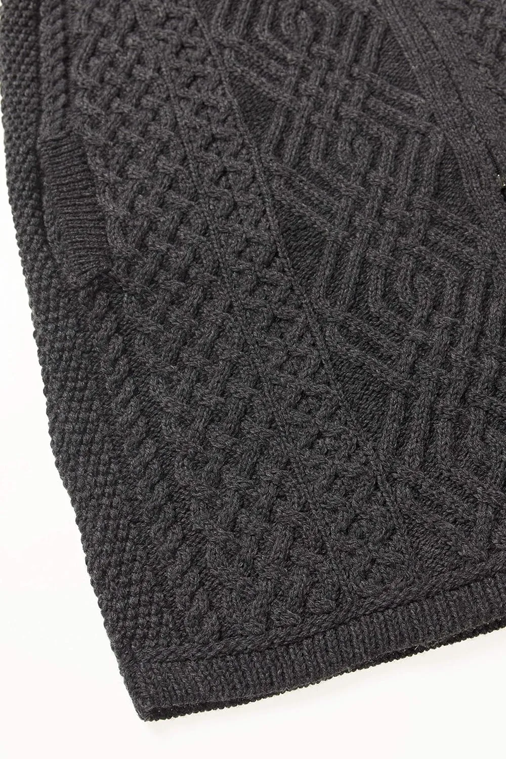 Aran Crafts Women's Irish Soft Cable Knitted Side Zip Coat (100% Merino Wool)
