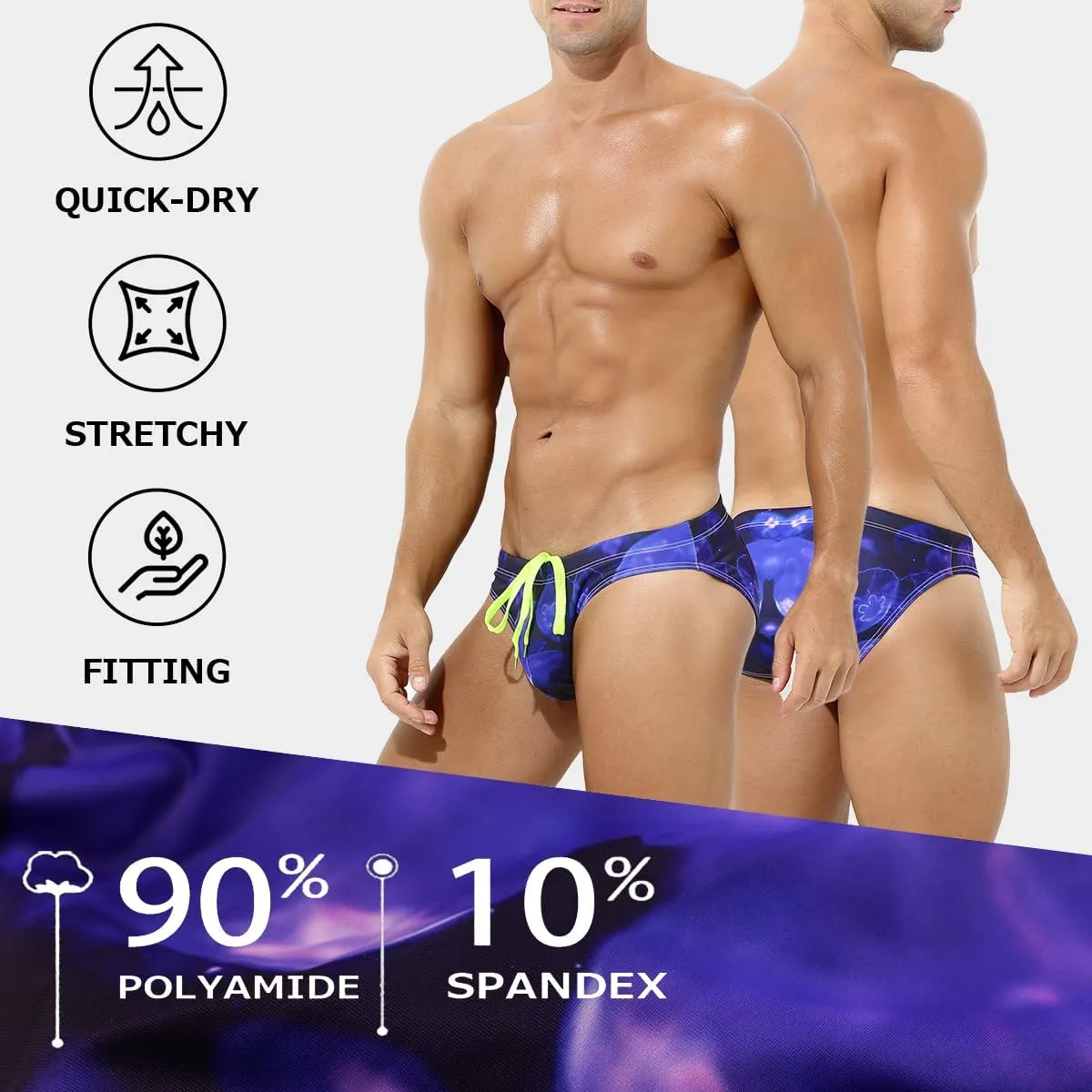 Arjen Kroos Men's Swim Briefs Swimsuit Sexy Print Swimwear Bikinis with Drawstring