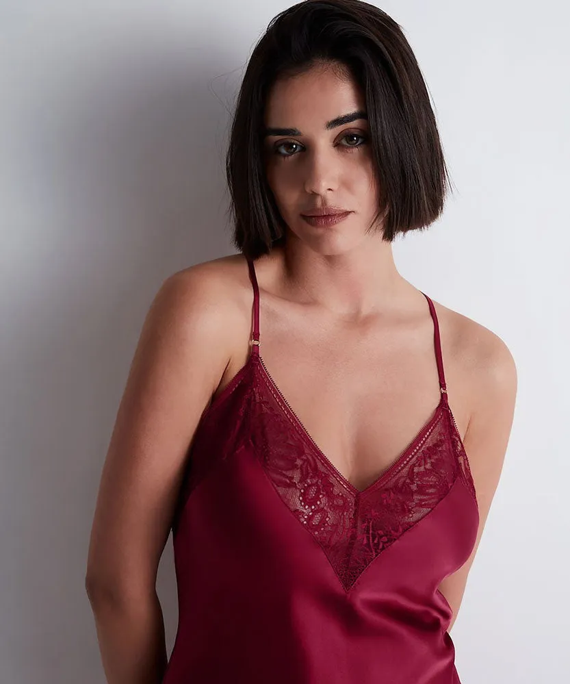 Aubade 'Midnight Whisper' Crimson Silk Nightie
