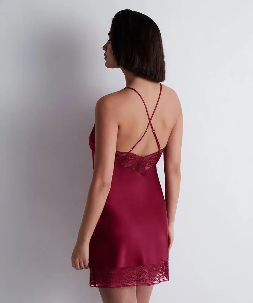 Aubade 'Midnight Whisper' Crimson Silk Nightie