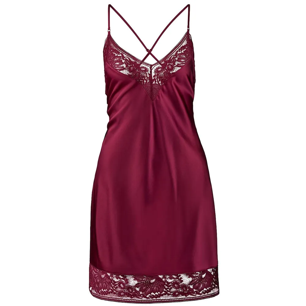 Aubade 'Midnight Whisper' Crimson Silk Nightie