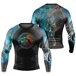 Aztec Jaguar Warrior Men's Long Sleeve Rash Guard