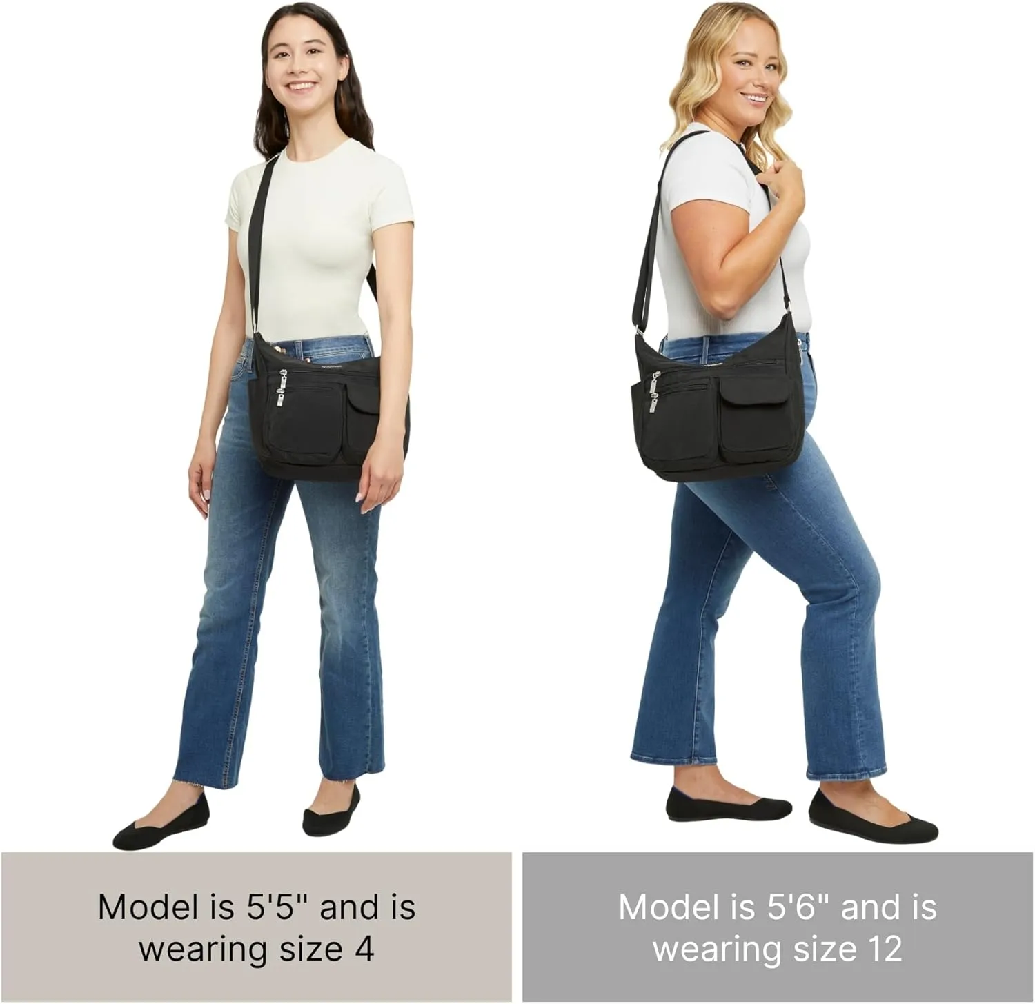 Baggallini Everywhere Bagg Crossbody Women 11x9 Lightweight Nylon Hobo Water-Resistant Travel Bag W/RFID