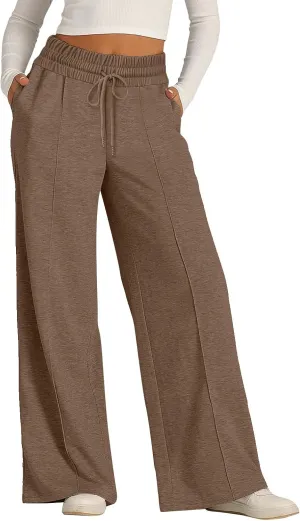 Baggy Wide Leg Sweatpants for Women Casual High Waisted Lounge Pants with Pockets Trendy Y2k Lightweight Joggers Pant
