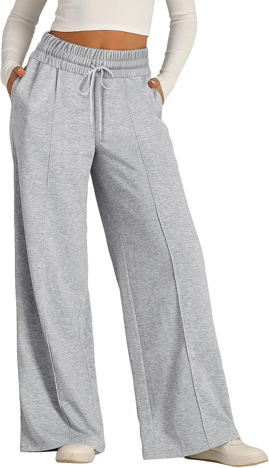 Baggy Wide Leg Sweatpants for Women Casual High Waisted Lounge Pants with Pockets Trendy Y2k Lightweight Joggers Pant