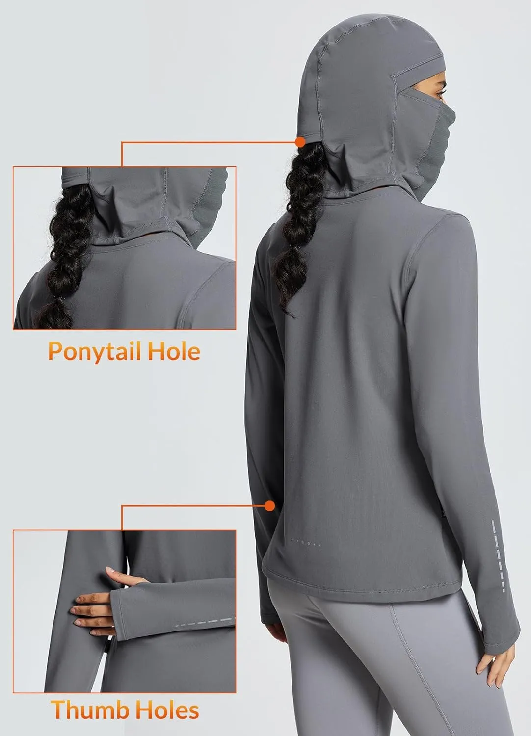 baleaf Thermal Long Sleeve Women Shirts Winter Clothes Cowl Neck Warm Fleece Base Layer Tops with Balaclava and Thumbholes
