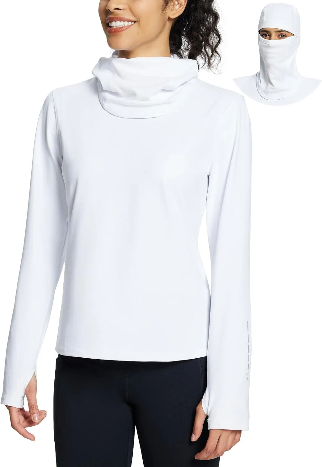 baleaf Thermal Long Sleeve Women Shirts Winter Clothes Cowl Neck Warm Fleece Base Layer Tops with Balaclava and Thumbholes