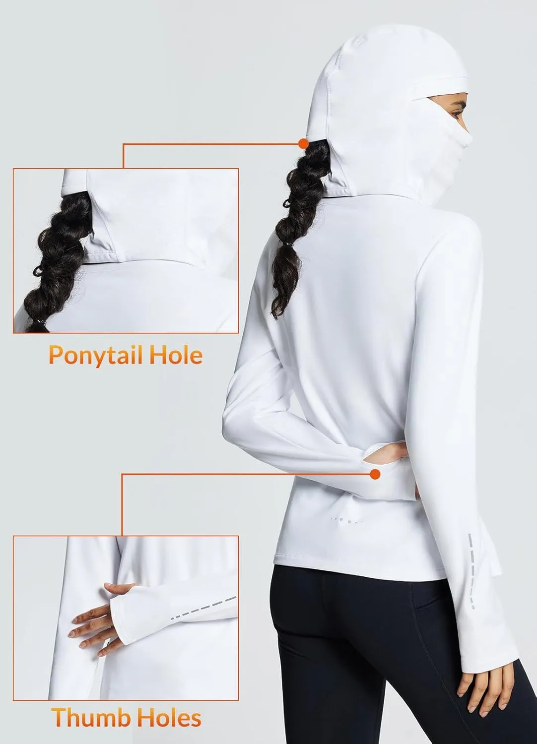 baleaf Thermal Long Sleeve Women Shirts Winter Clothes Cowl Neck Warm Fleece Base Layer Tops with Balaclava and Thumbholes