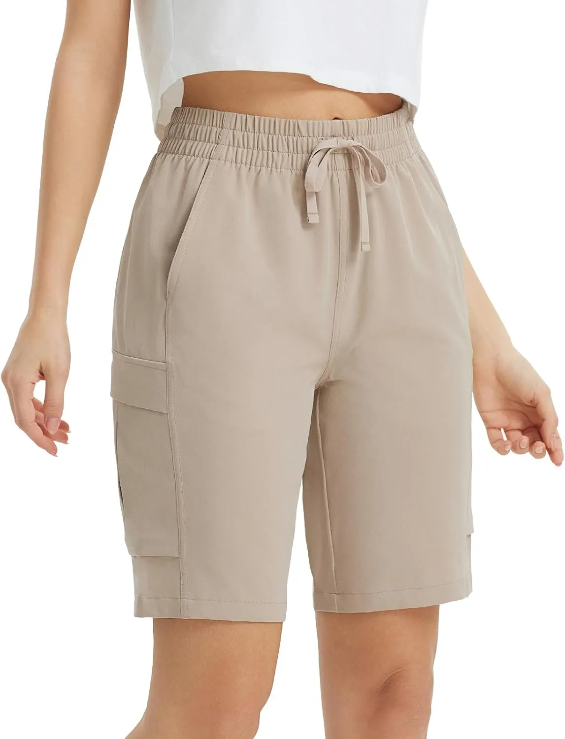 baleaf Women's 9" Cargo Shorts Hiking Water Resistant Pockets Bermuda Lightweight UPF50  Camping Travel Outdoor