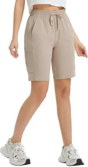 baleaf Women's 9" Cargo Shorts Hiking Water Resistant Pockets Bermuda Lightweight UPF50  Camping Travel Outdoor