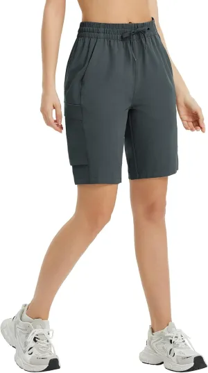 baleaf Women's 9" Cargo Shorts Hiking Water Resistant Pockets Bermuda Lightweight UPF50  Camping Travel Outdoor