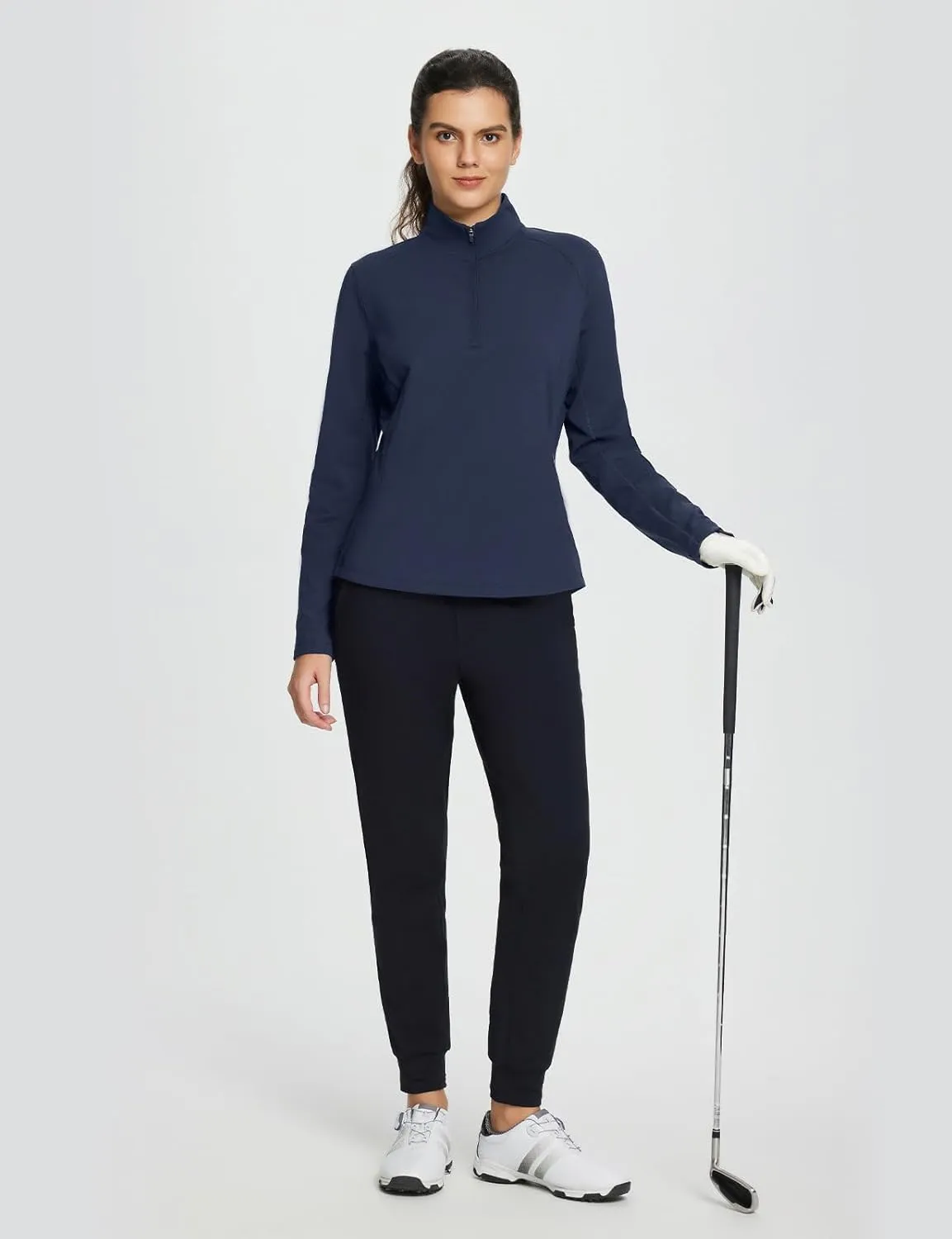 baleaf Women's Fleece Pullover Jacket Water Resistant Half Zip Thermal Golf Shirts Cold Weather Running Gear Winter