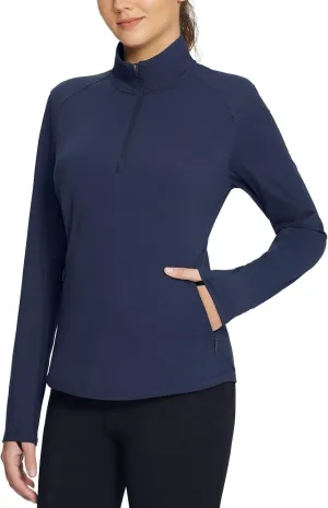 baleaf Women's Fleece Pullover Jacket Water Resistant Half Zip Thermal Golf Shirts Cold Weather Running Gear Winter