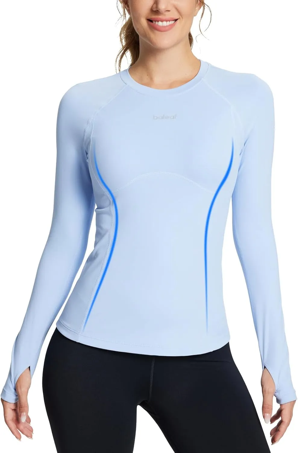 baleaf Women's Long Sleeve Workout Tops Compression Running Shirts Fitted Athletic Warm Thumbholes Quick Dry Yoga