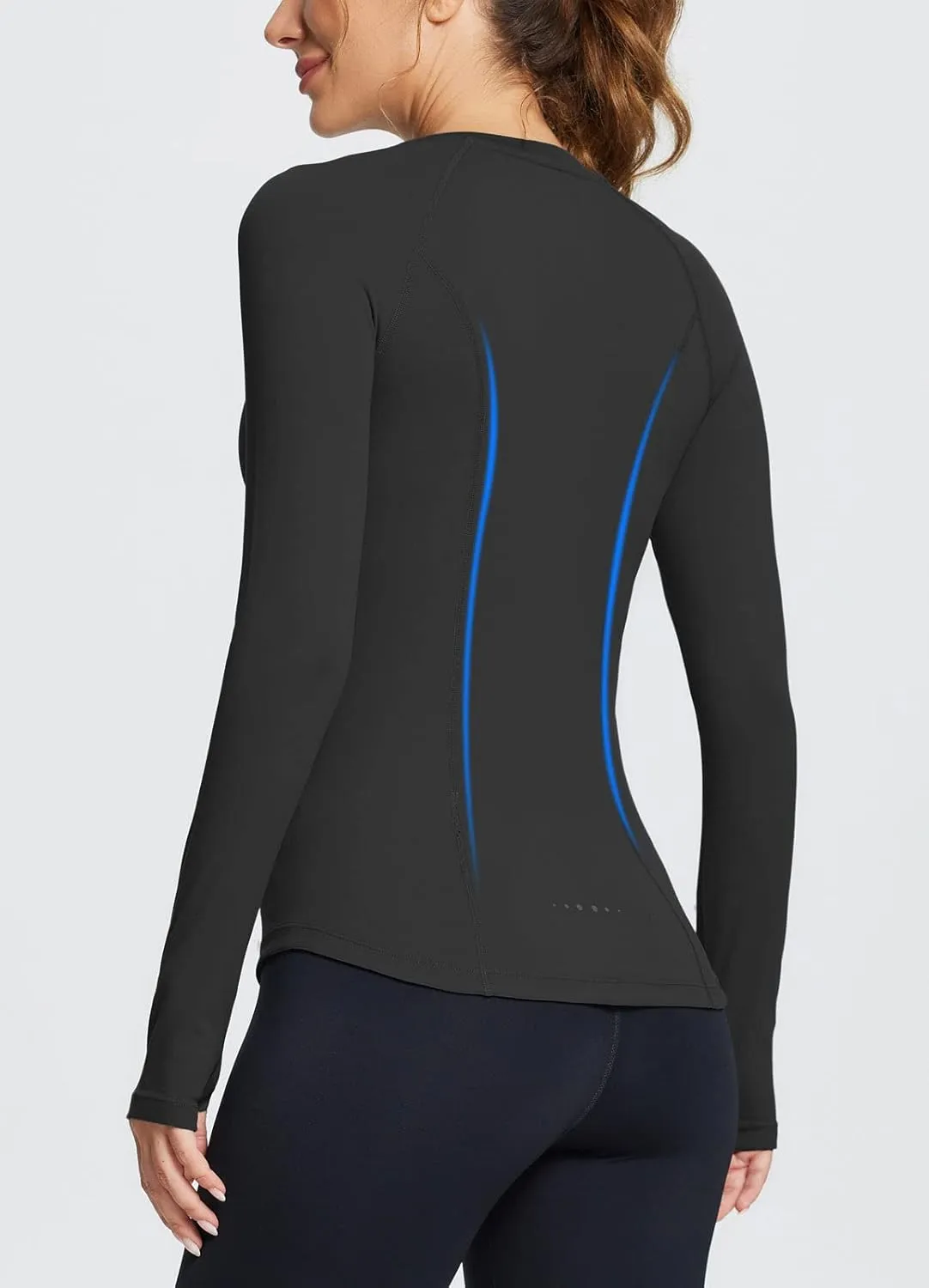 baleaf Women's Long Sleeve Workout Tops Compression Running Shirts Fitted Athletic Warm Thumbholes Quick Dry Yoga