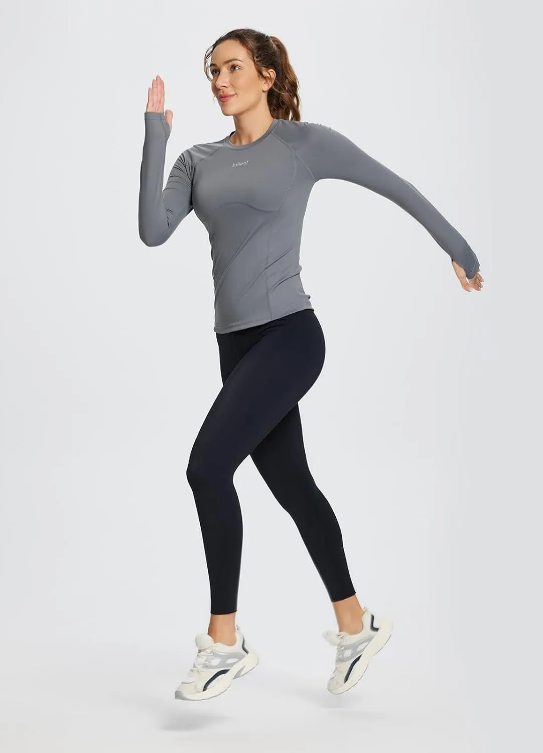 baleaf Women's Long Sleeve Workout Tops Compression Running Shirts Fitted Athletic Warm Thumbholes Quick Dry Yoga