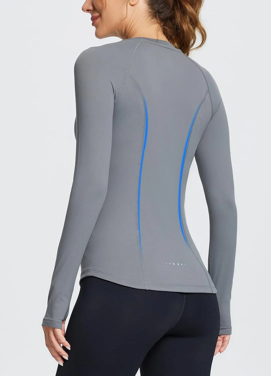 baleaf Women's Long Sleeve Workout Tops Compression Running Shirts Fitted Athletic Warm Thumbholes Quick Dry Yoga