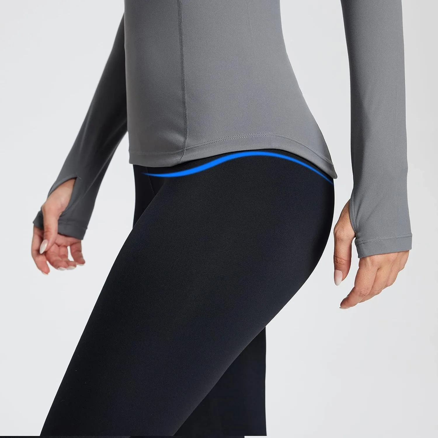 baleaf Women's Long Sleeve Workout Tops Compression Running Shirts Fitted Athletic Warm Thumbholes Quick Dry Yoga
